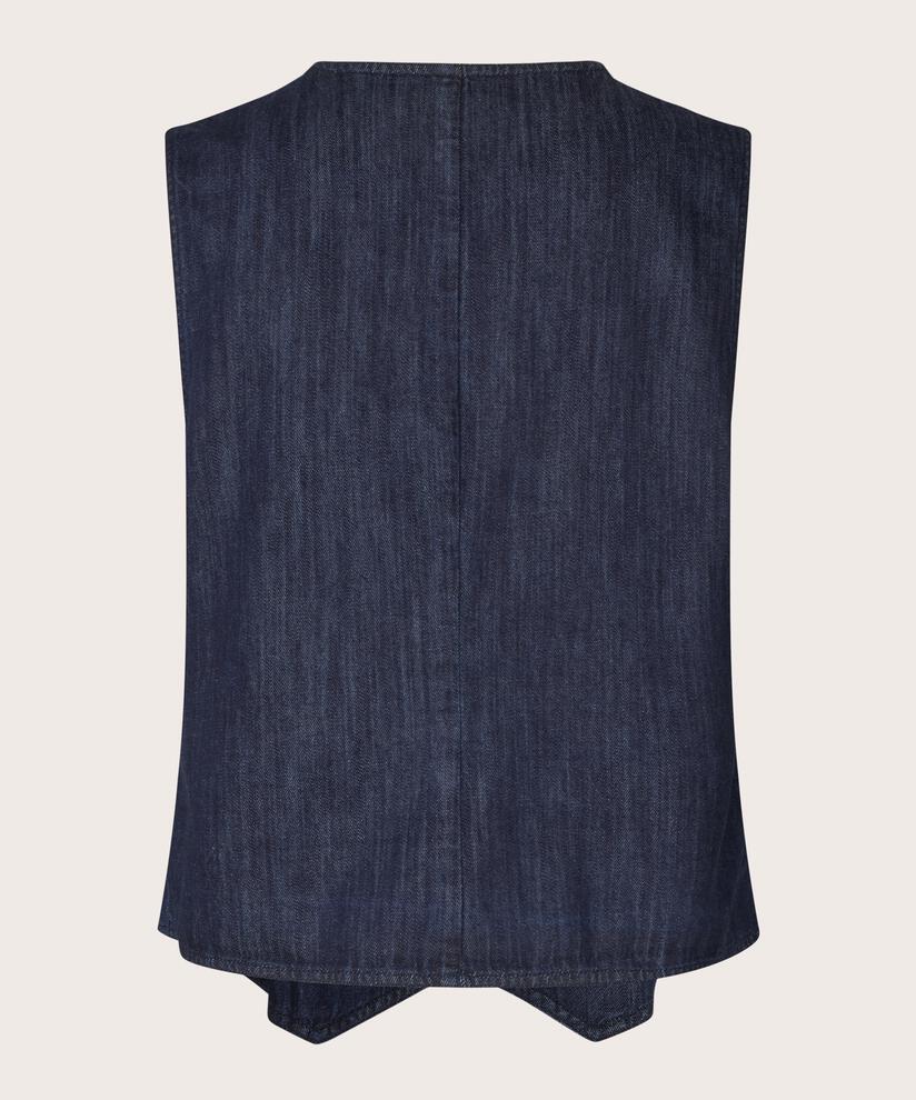 gilet classique en denim doux, Dark Denim
