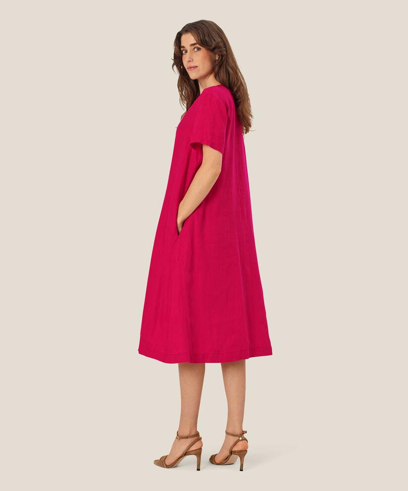 robe en lin à manches courtes avec poches fendues, Persian Red