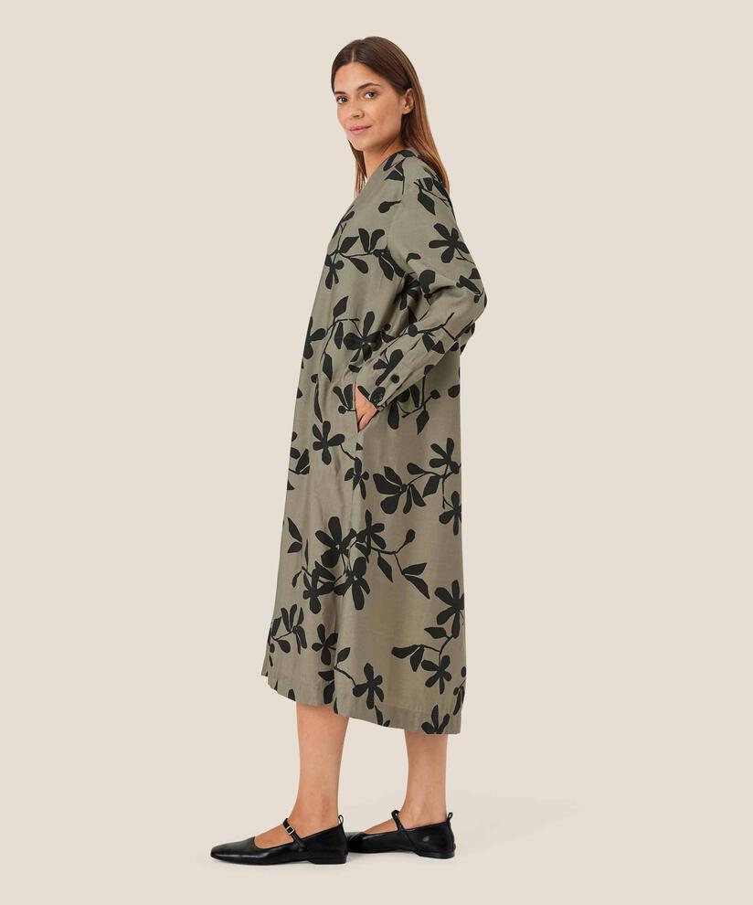 robe en viscose à imprimé fleuri, Vetiver
