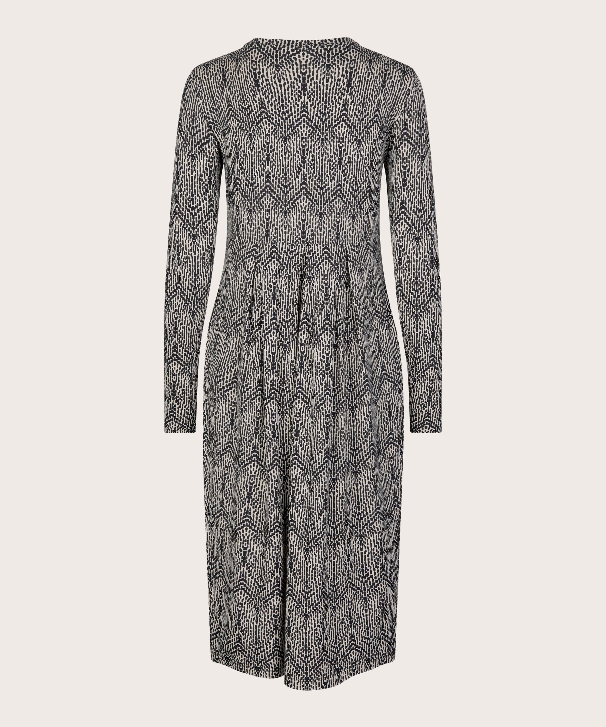 robe tulipe à motifs et manches longues, Black