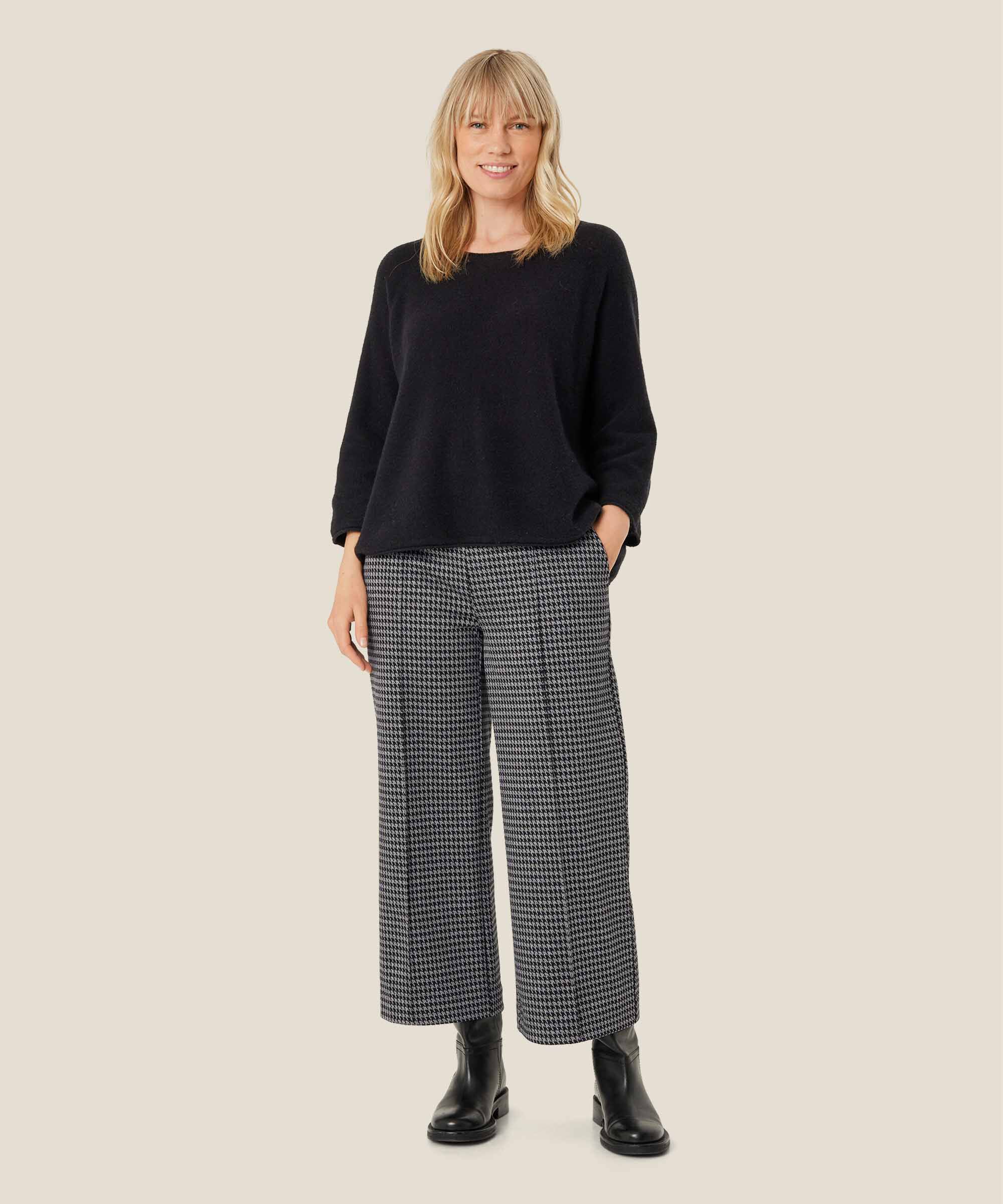 pull en laine à manches 3/4, Black