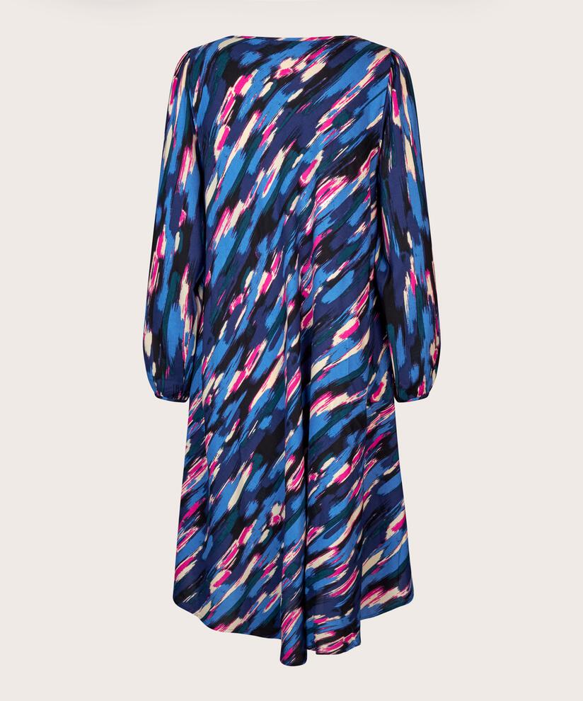 robe en viscose imprimée à col rond, Federal Blue