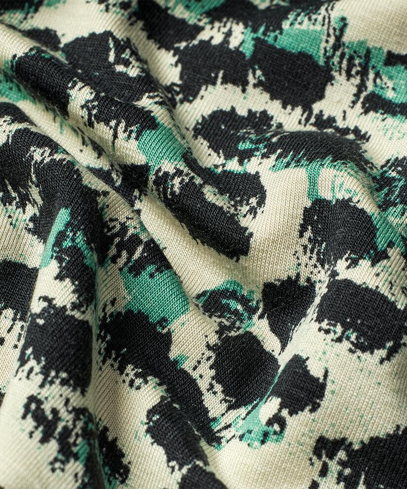 tunique en jersey imprimé avec détail boutonné au col, Winter Green