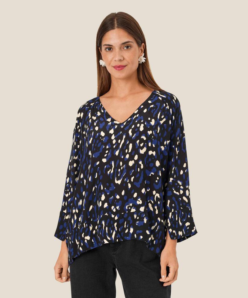 Blouse En Viscose À Col V, Medieval blue