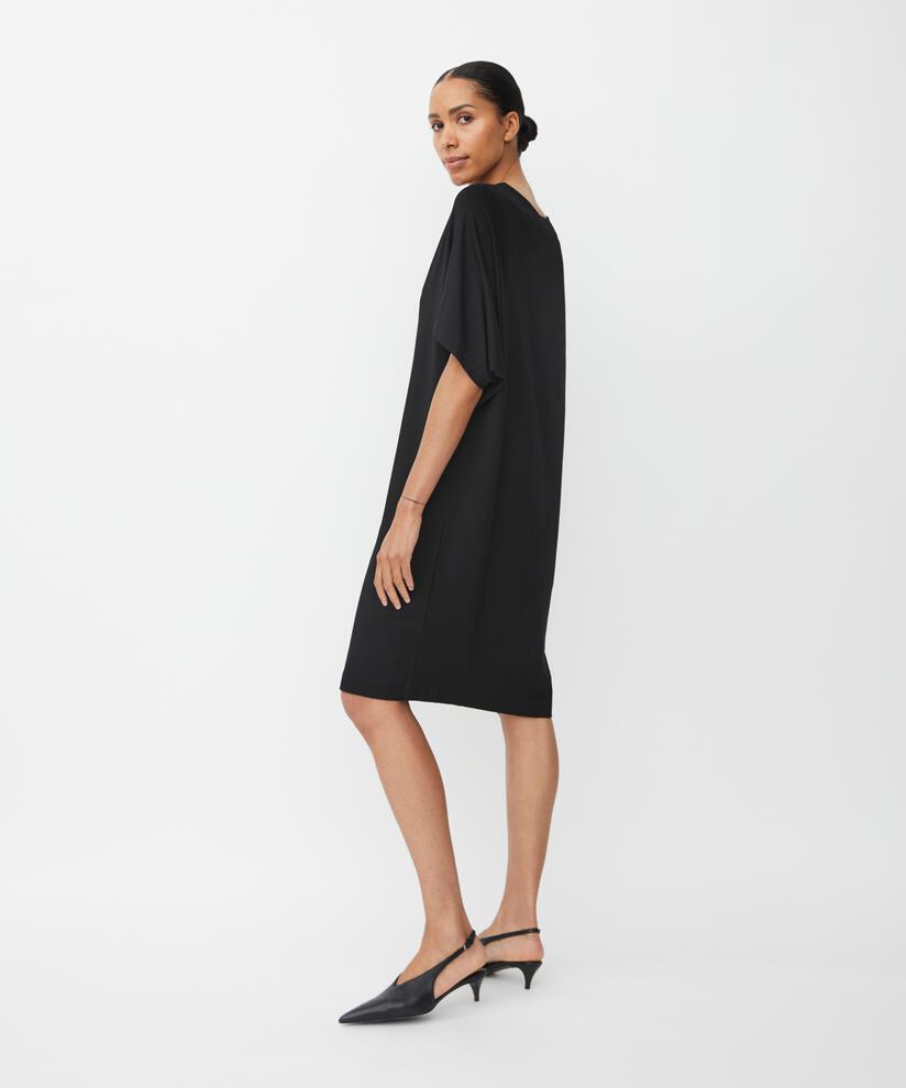 robe en jersey à manches 1/2 et large encolure, Black