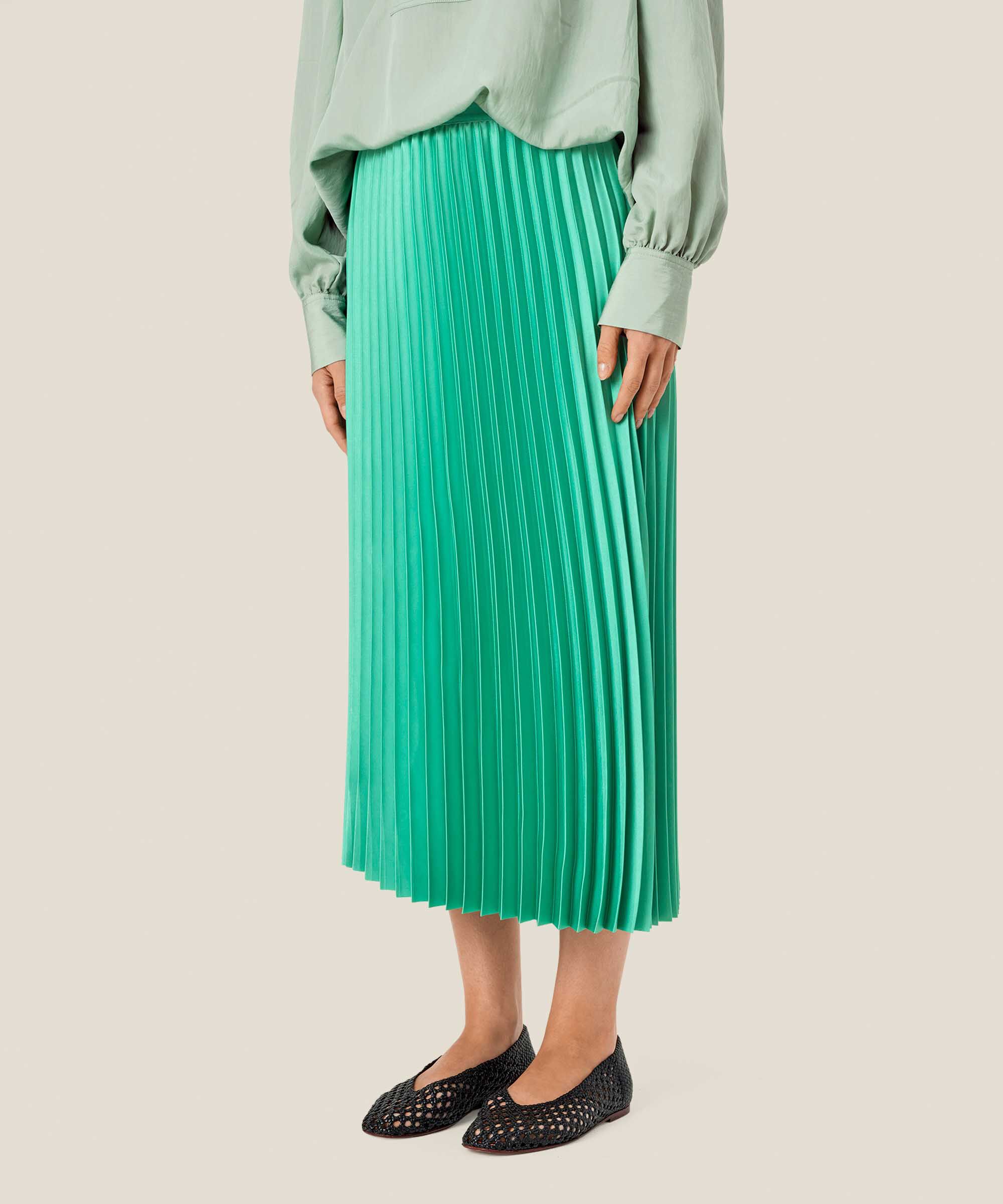 Jupe plissée à taille élastique, Winter Green