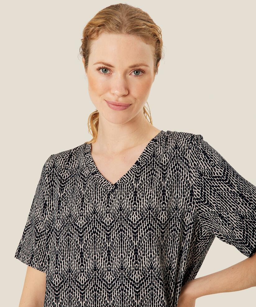 t-shirt imprimé à col en V, Black