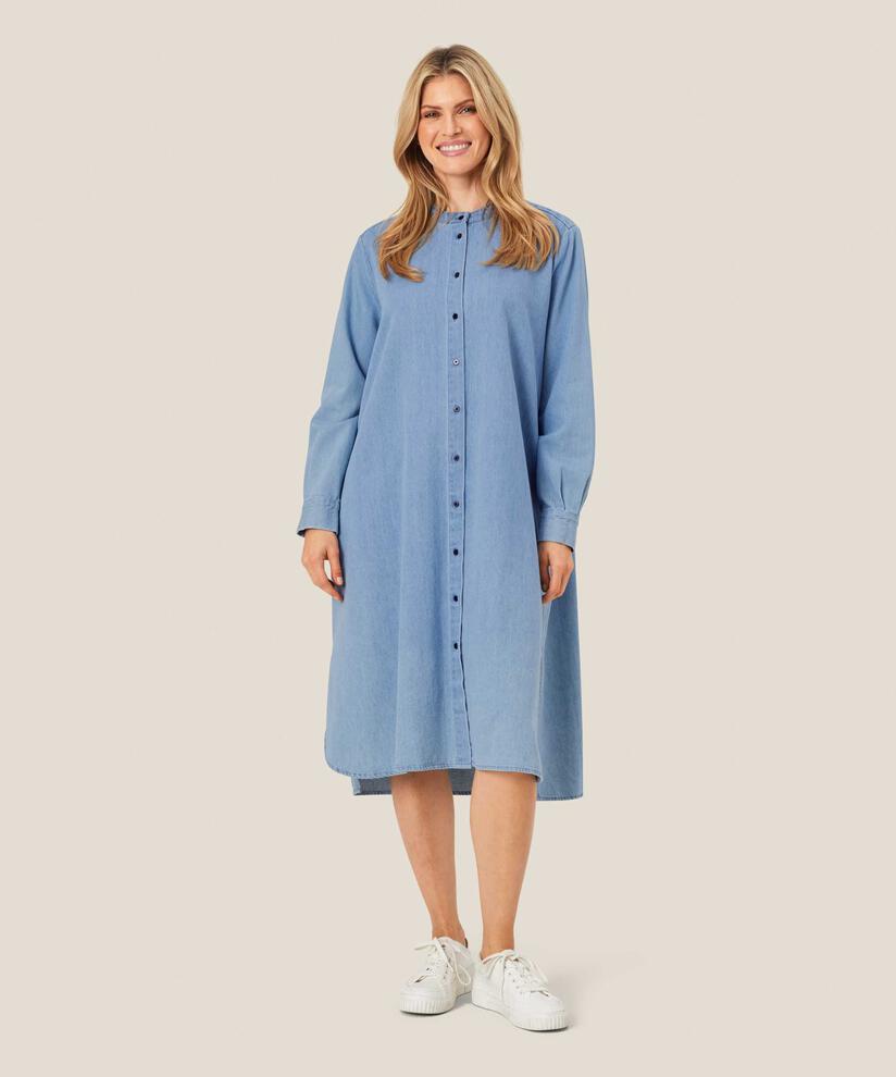 robe en jean boutonnée à manches longues, Light Denim
