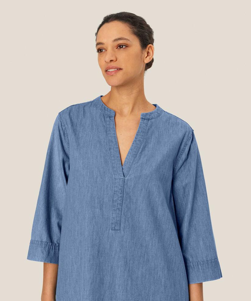 robe en jean doux à manches 3/4, Blue Denim