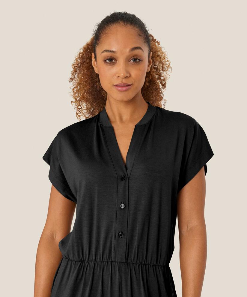 combinaison en jersey avec col en V et boutons, Black