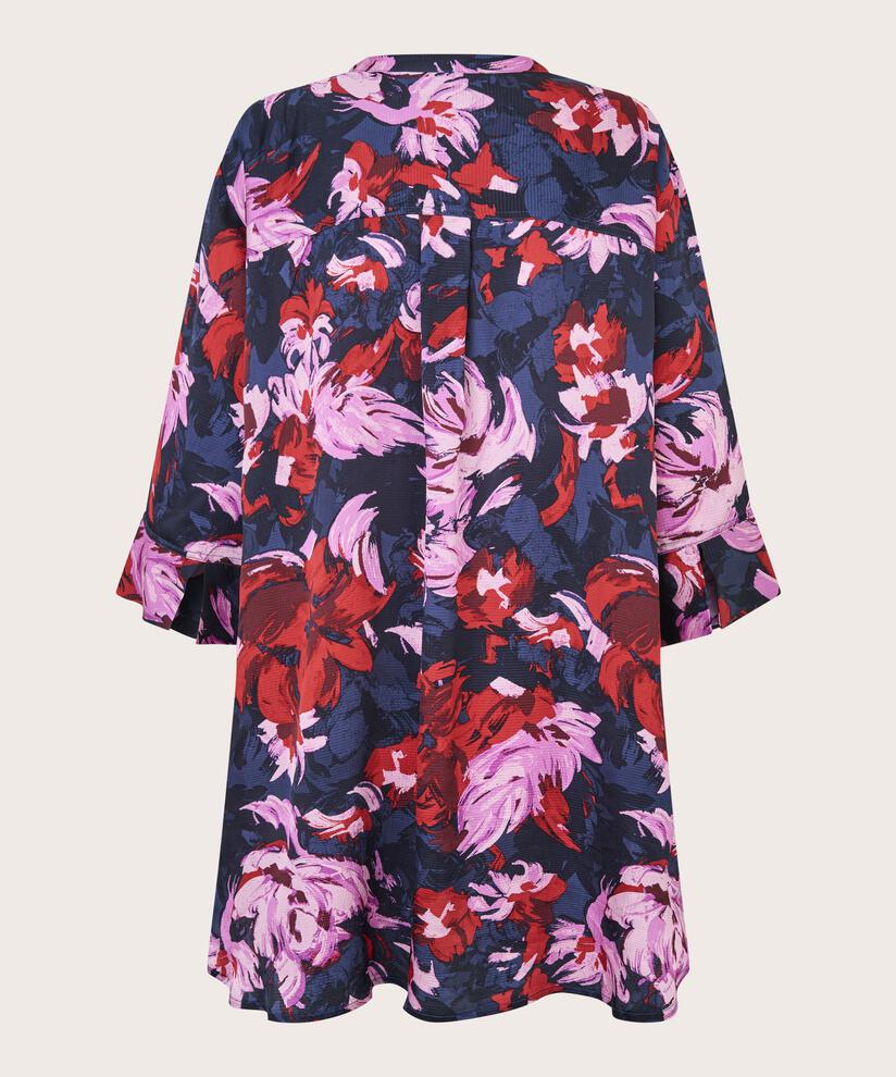 Chemise En Viscose Imprimée Avec Fente Latérale, Scarlet Sage