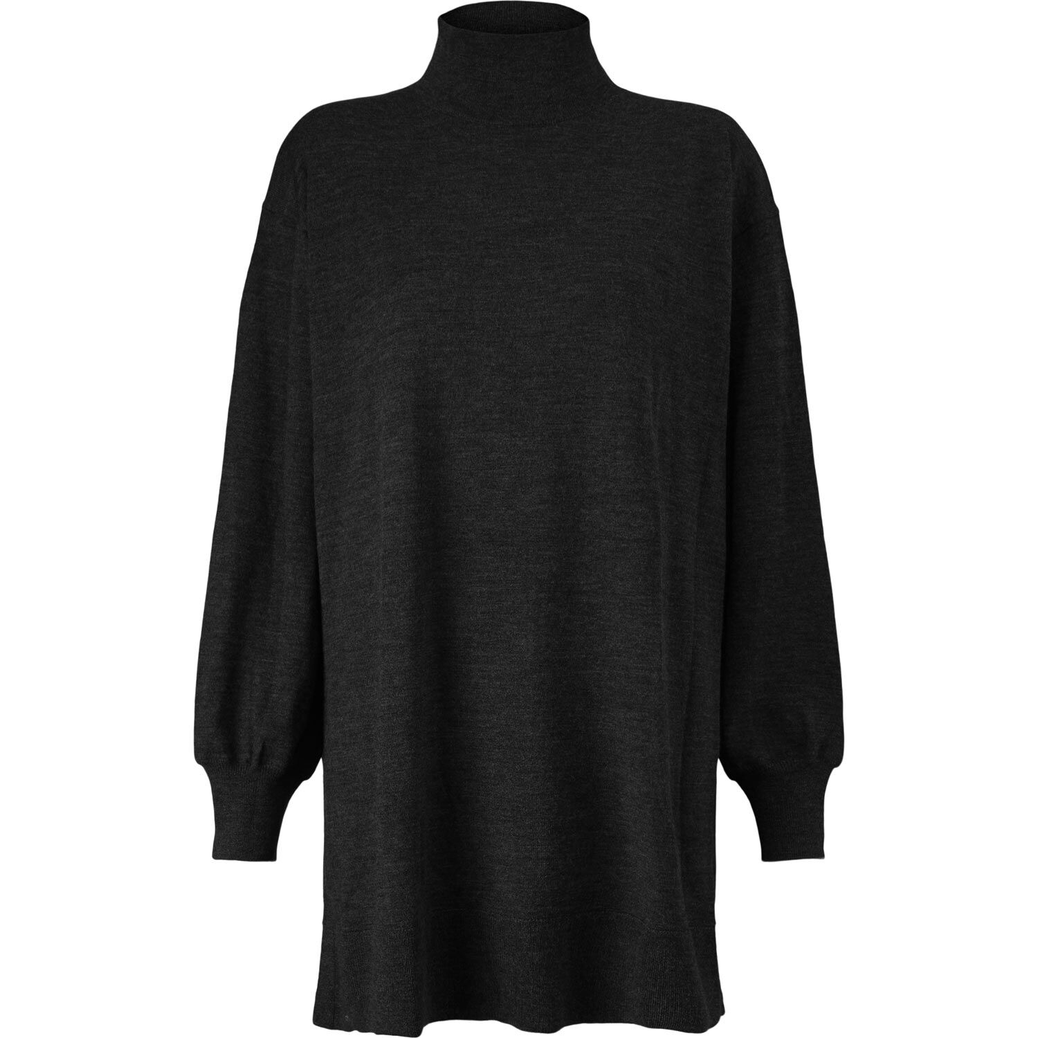 pull col roul&eacute; en laine, Black