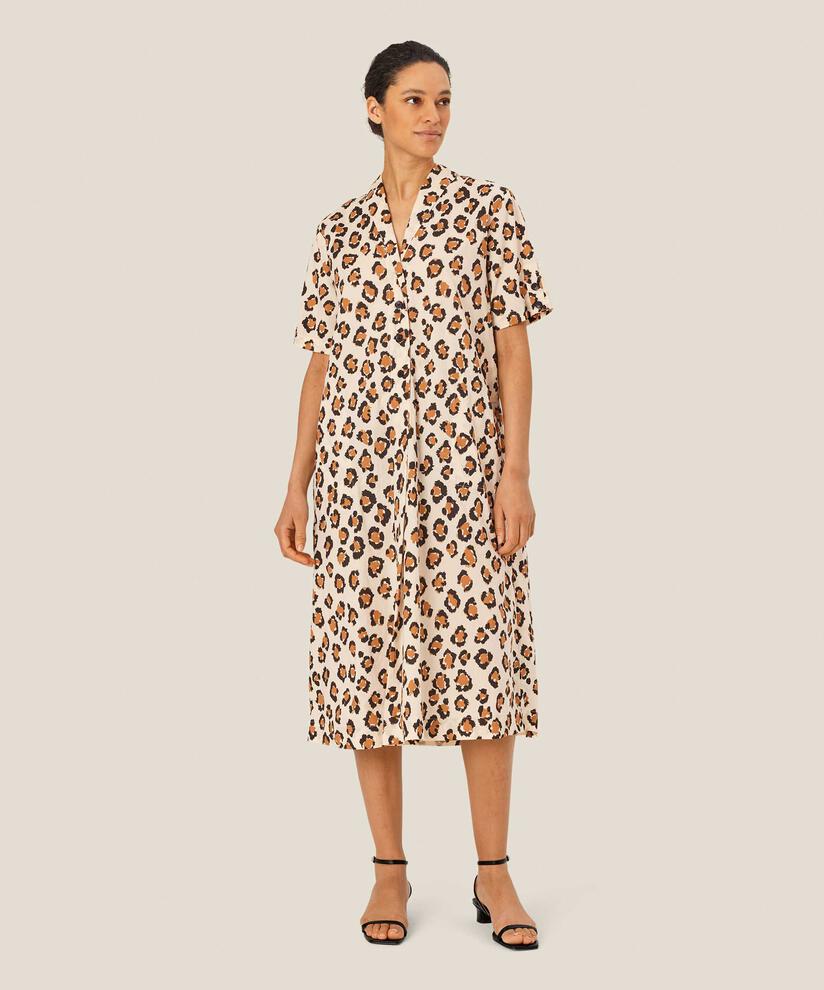 robe en coton avec patte de boutonnage et poches fendues, Cashew