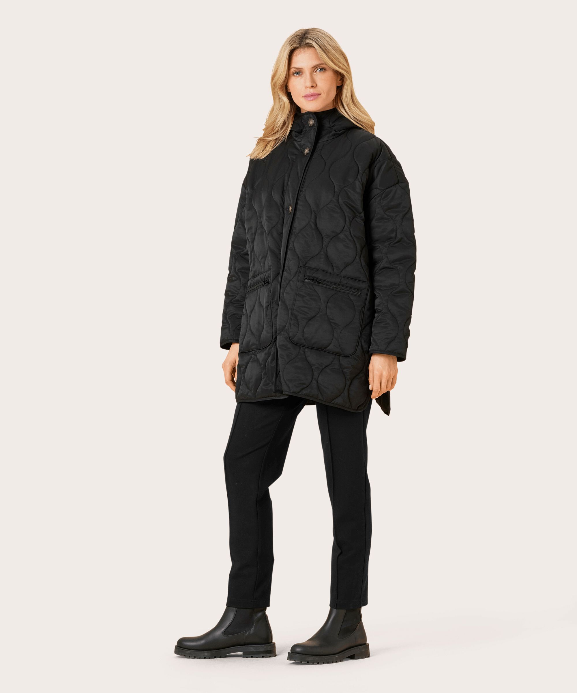 manteau matelassé à capuche, Black