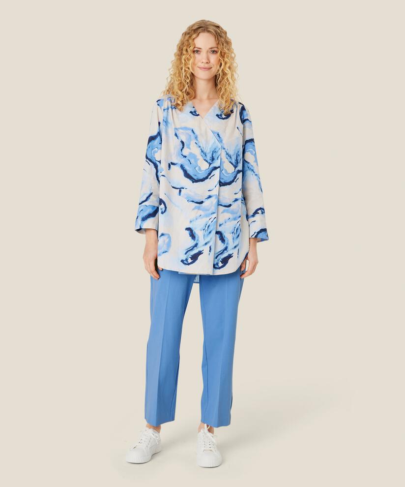 Pantalon En Coton Épais Avec Poches Fendues, Blue Bonnet