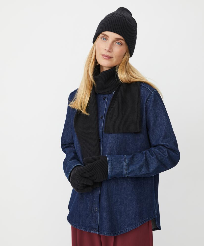 ensemble avec bonnet, gants et écharpe, Black