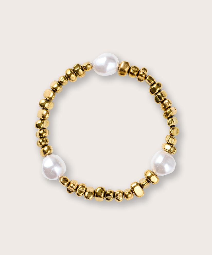 bracelet élastique avec perles dorées, Gold