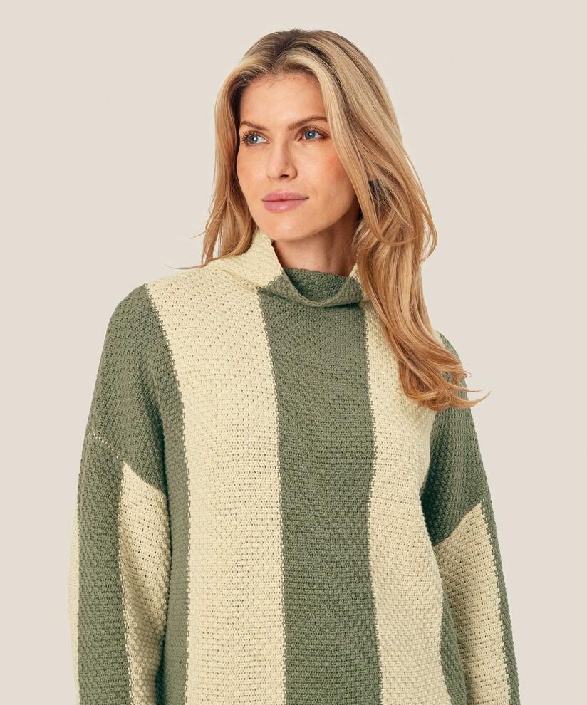 pull en maille à col montant et manches larges, D. Lichen Green