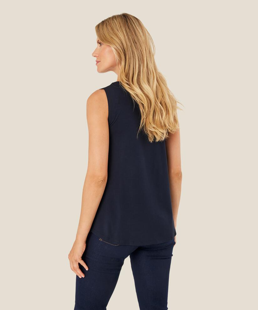 Top En Jersey Sans Manches À Col Rond, Navy