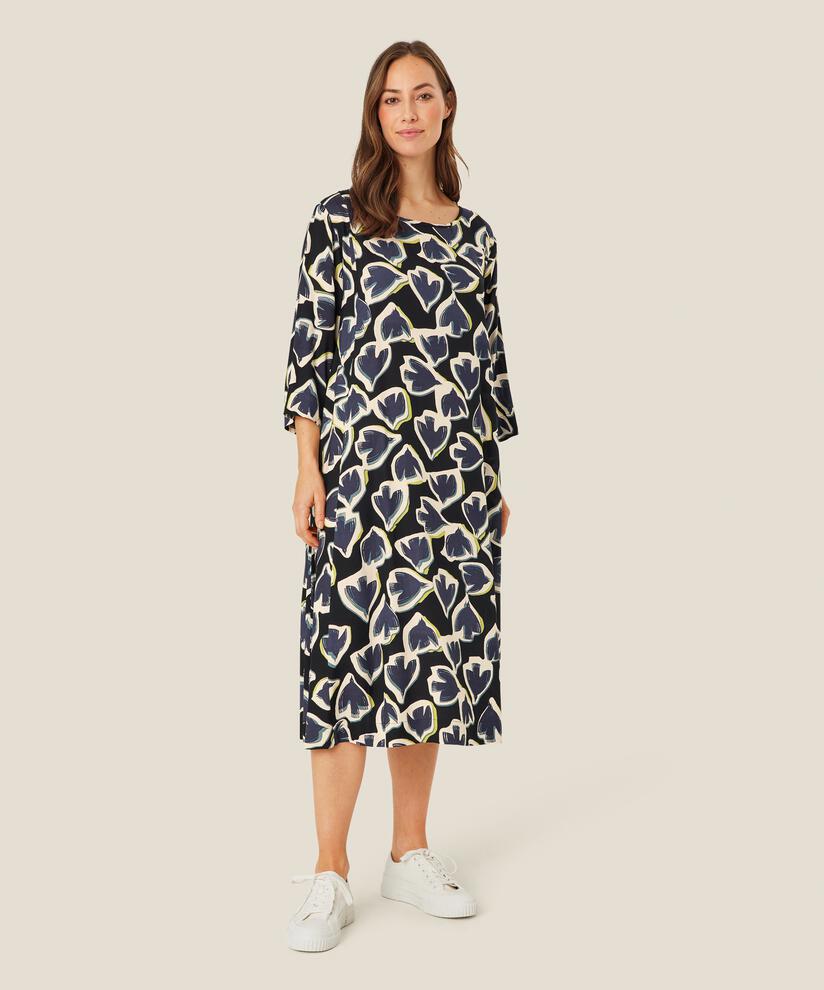 Robe En Viscose Avec Un Bouton Au Cou, Maritime Blue