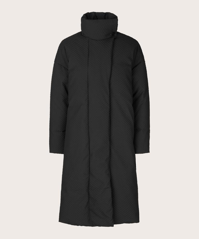 manteau en duvet avec structure gaufrée, Black