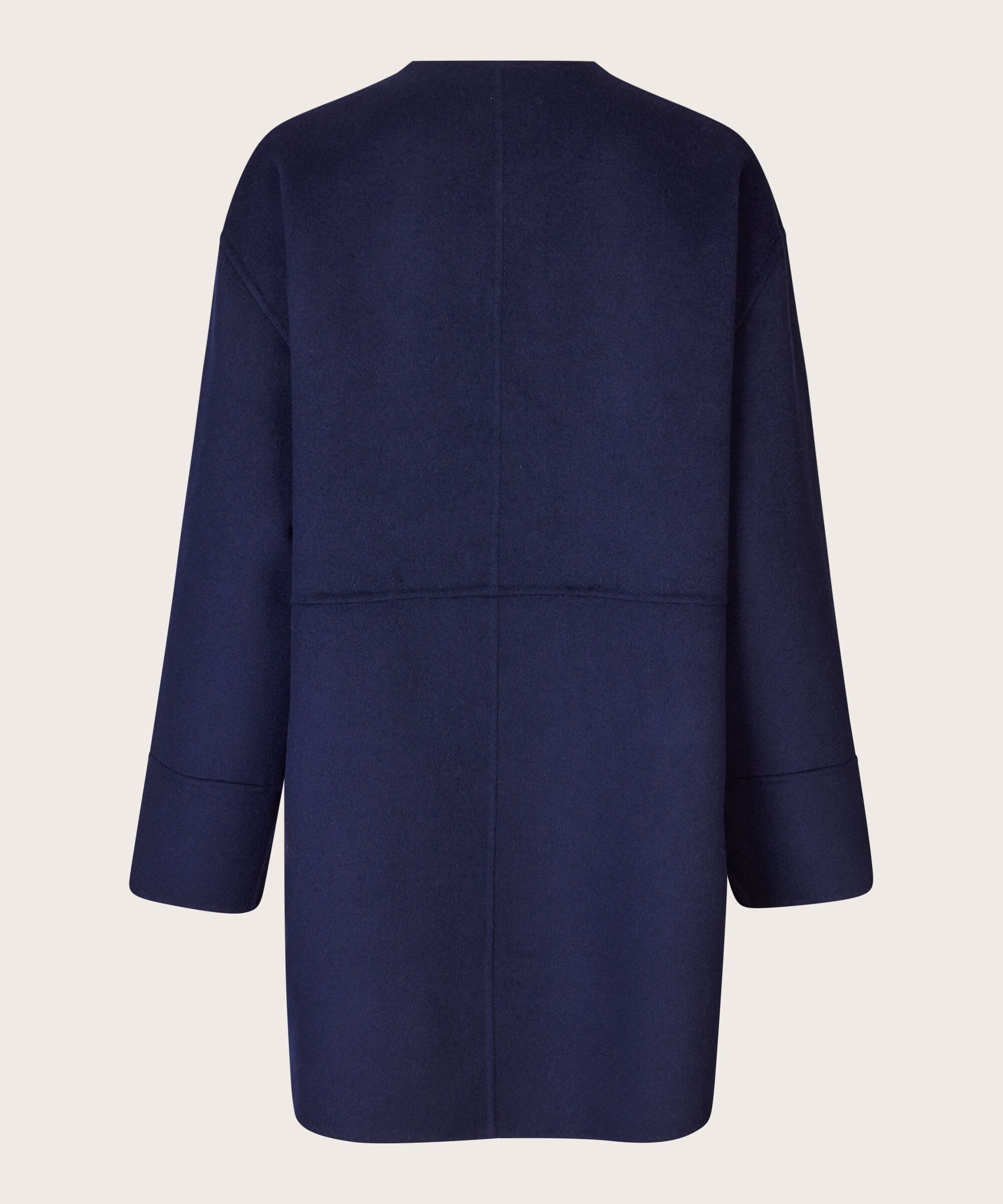 manteau classique en laine à col rond, Maritime Blue