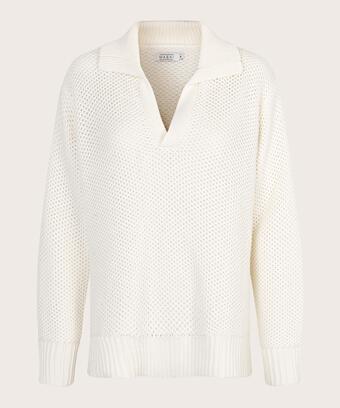Top en coton tricoté avec col en V, Jet Stream