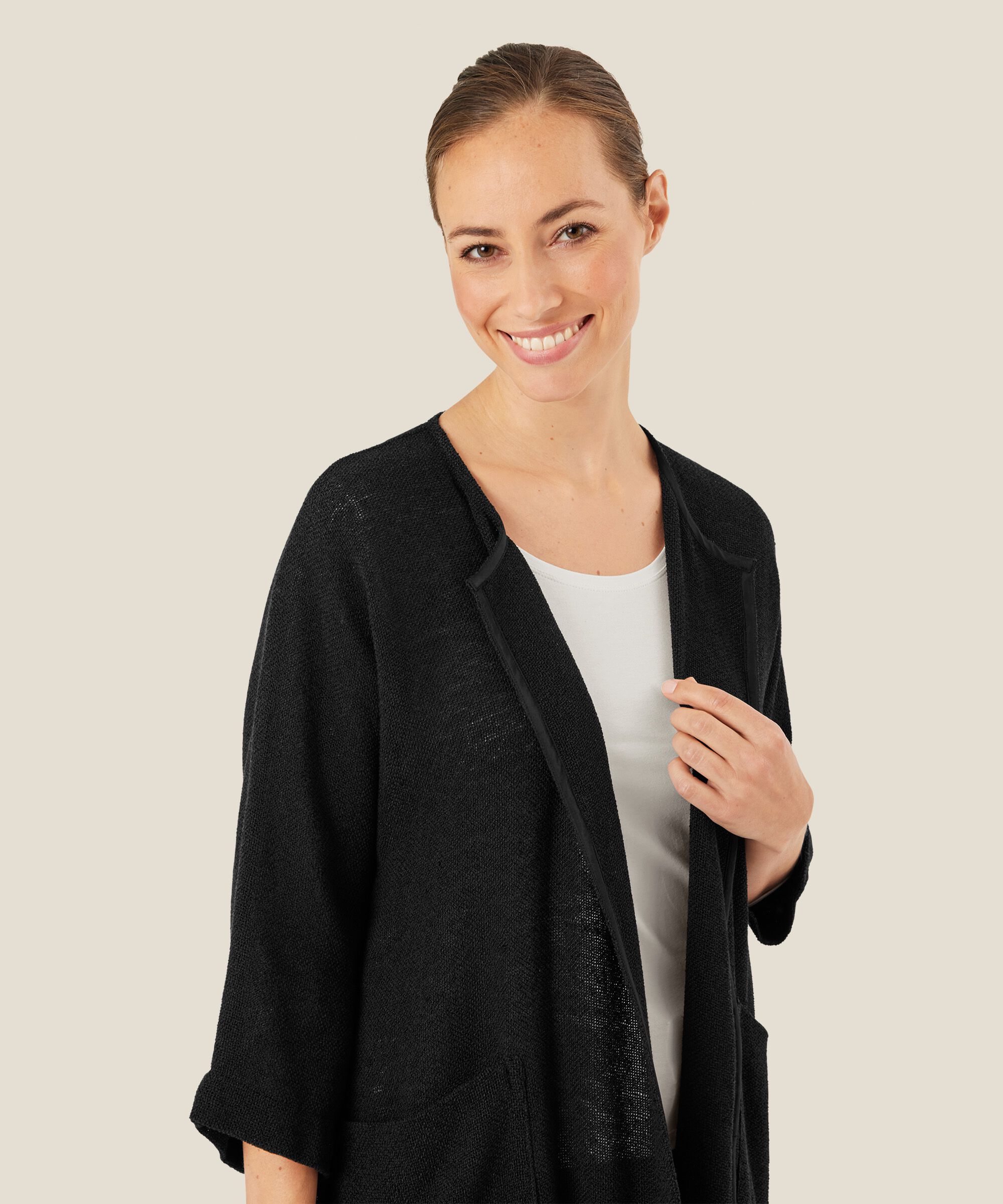 Veste Longue En Bouclé, Black
