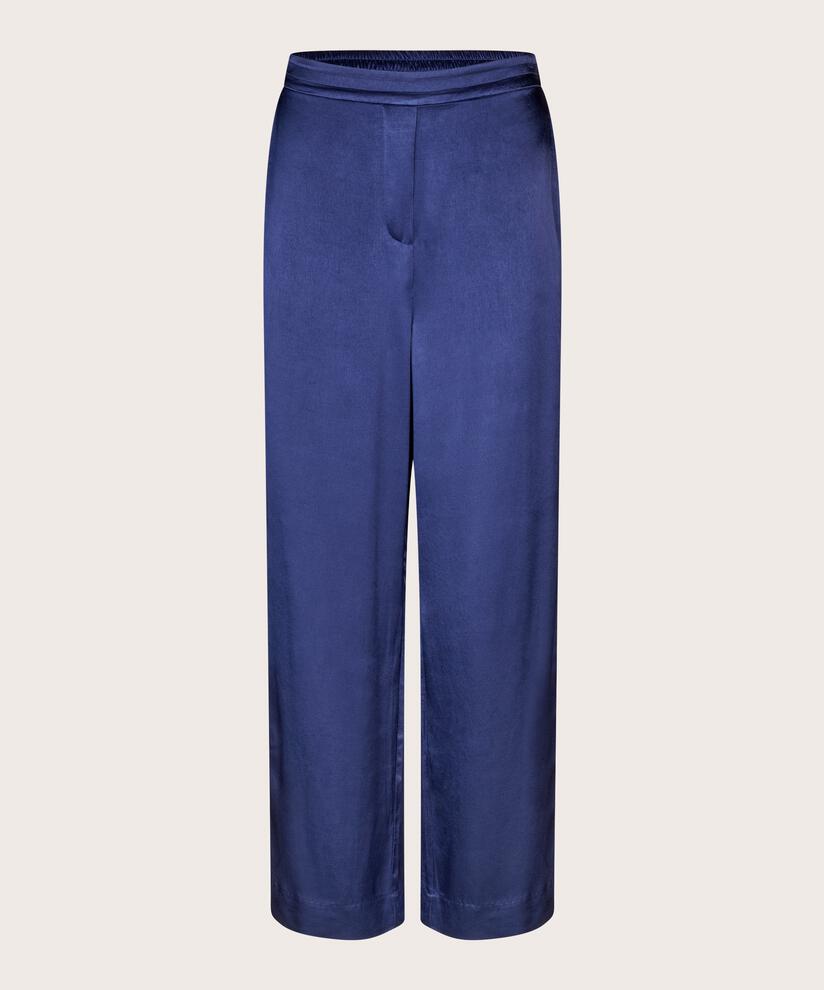 Pantalon Brillant En Satin De Viscose, Medieval blue