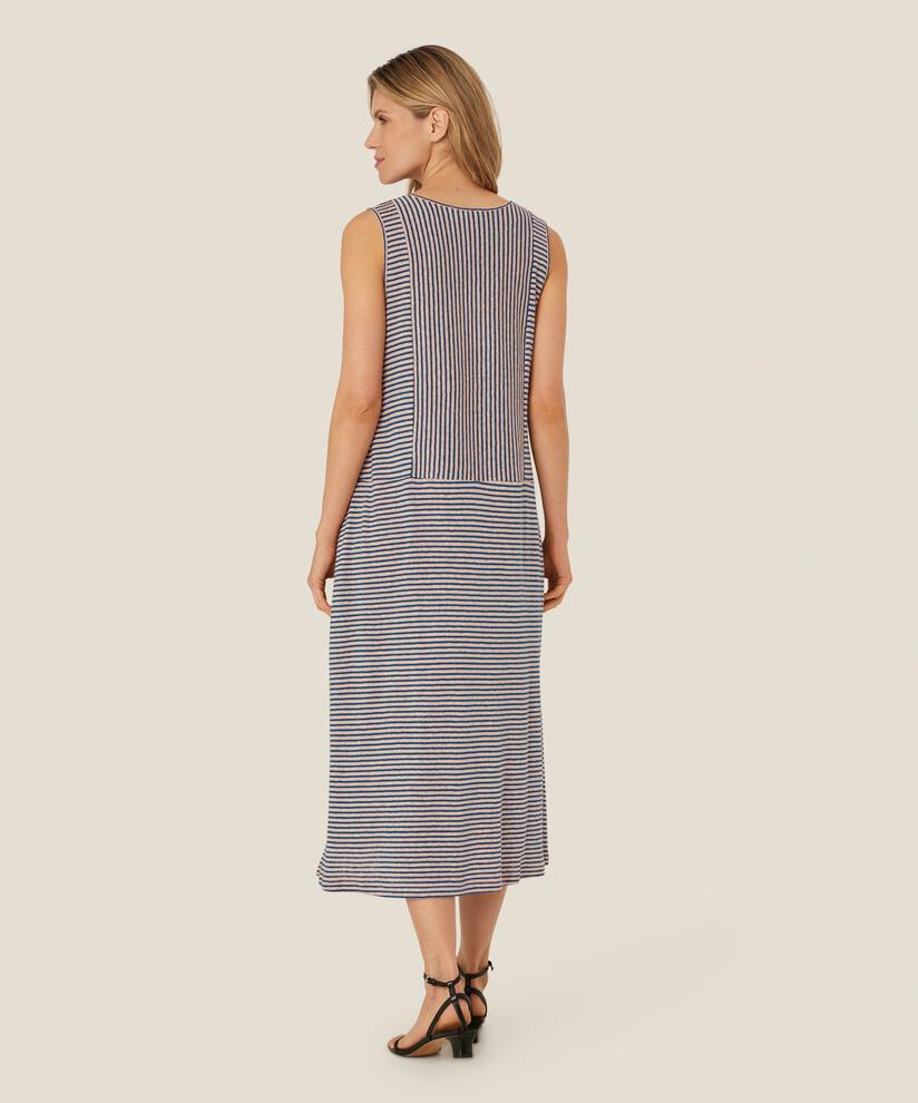 robe en jersey rayé en mélange de lin, Navy Peony