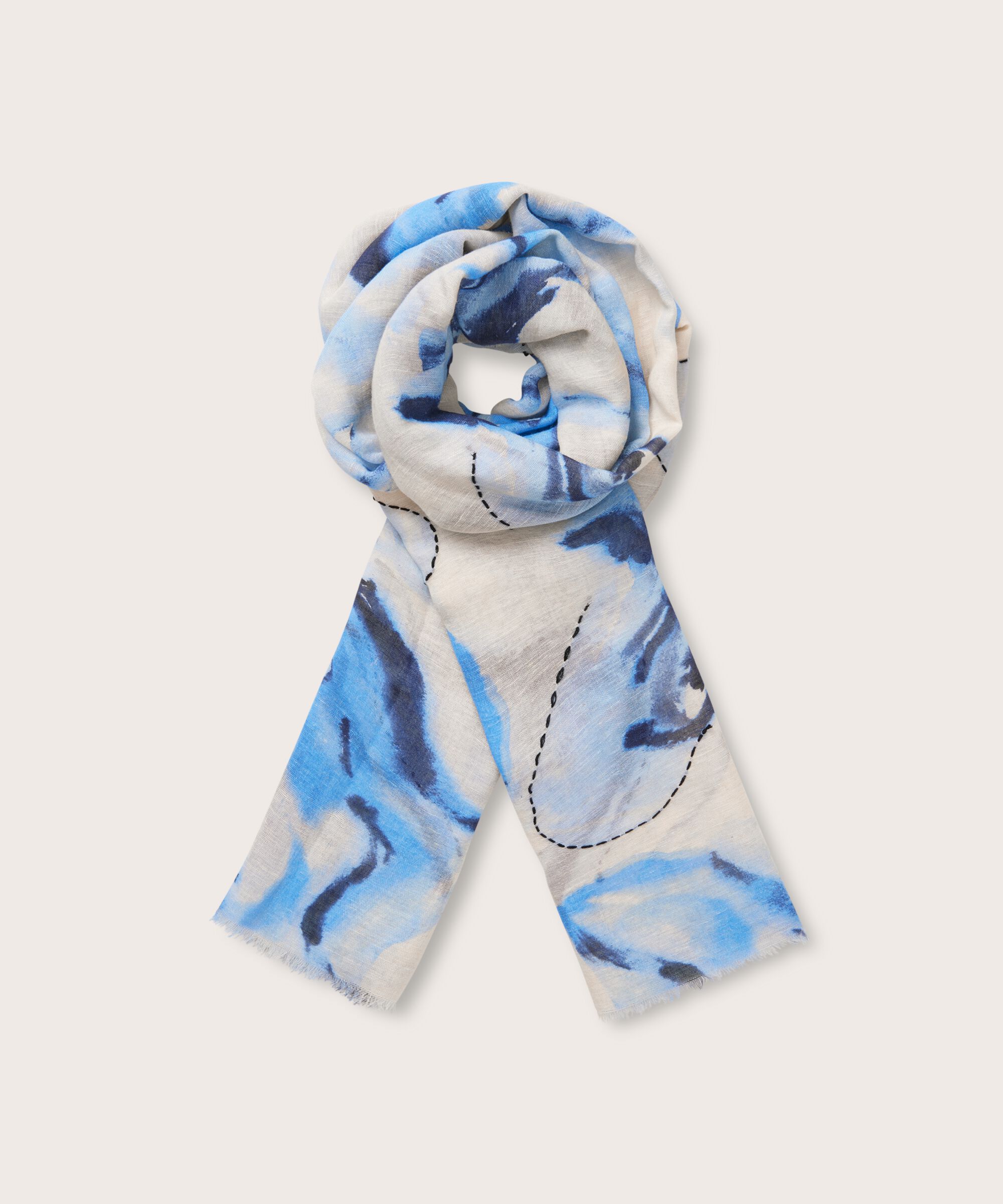 écharpe à motif en mélange de coton, Powder Blue