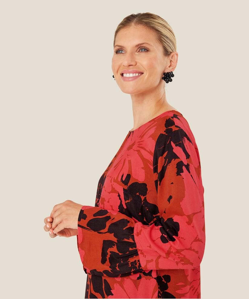 robe fleurie en viscose avec manches trompette, Picante