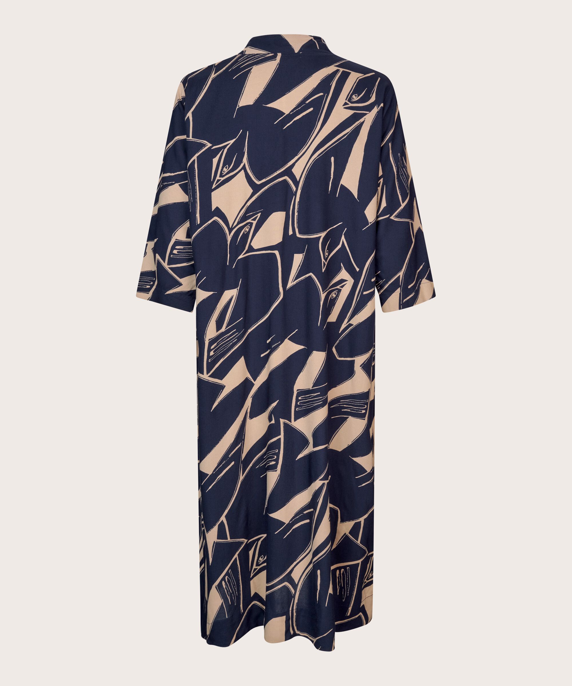 robe en viscose avec col en V et manches 3/4, Navy Blazer