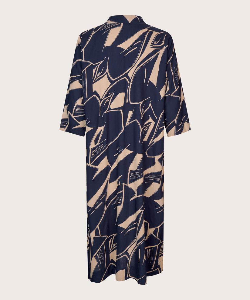 robe en viscose avec col en V et manches 3/4, Navy Blazer
