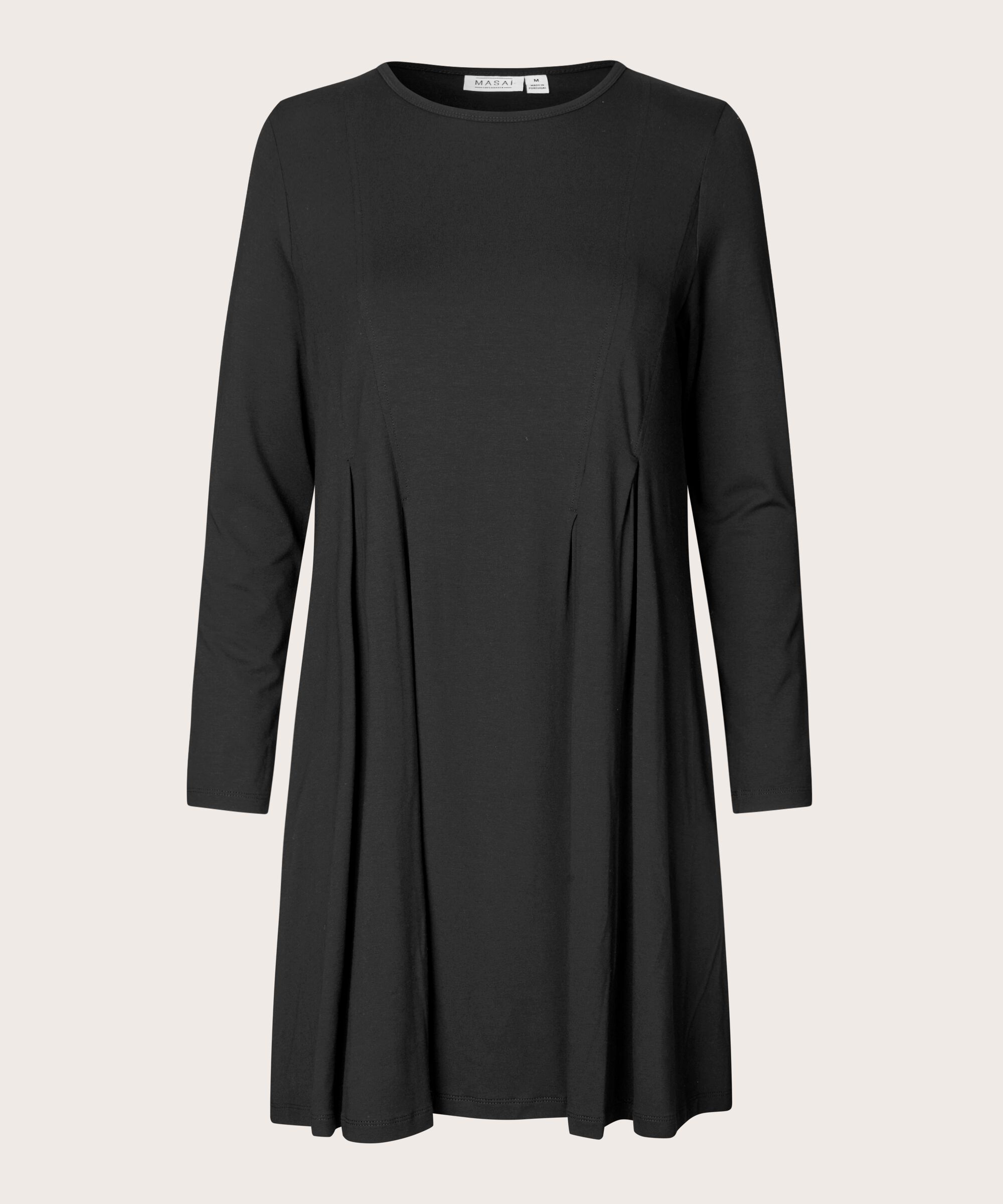 tunique en jersey avec plis et poches fendues, Black