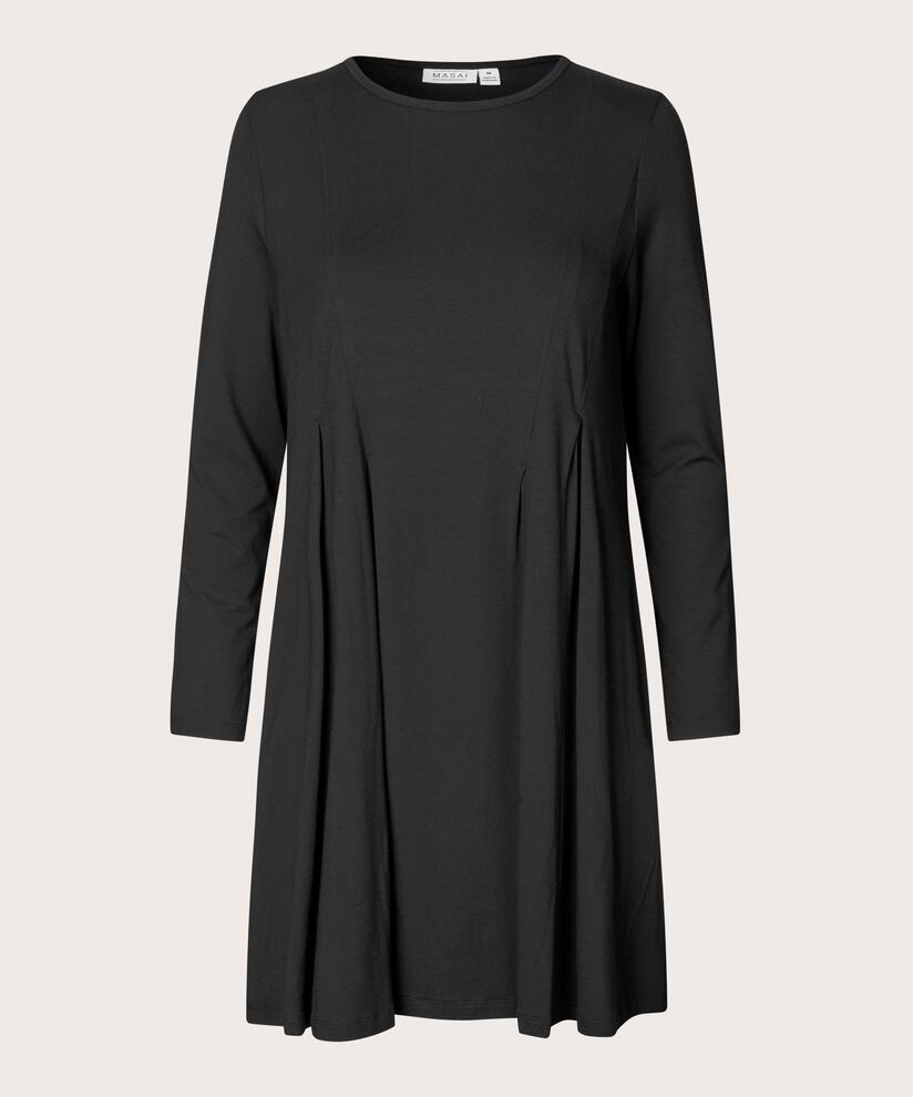 tunique en jersey avec plis et poches fendues, Black