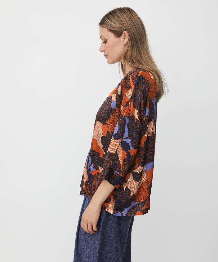 Blouse En Viscose À Motif Avec Poches Devant, Autumnal