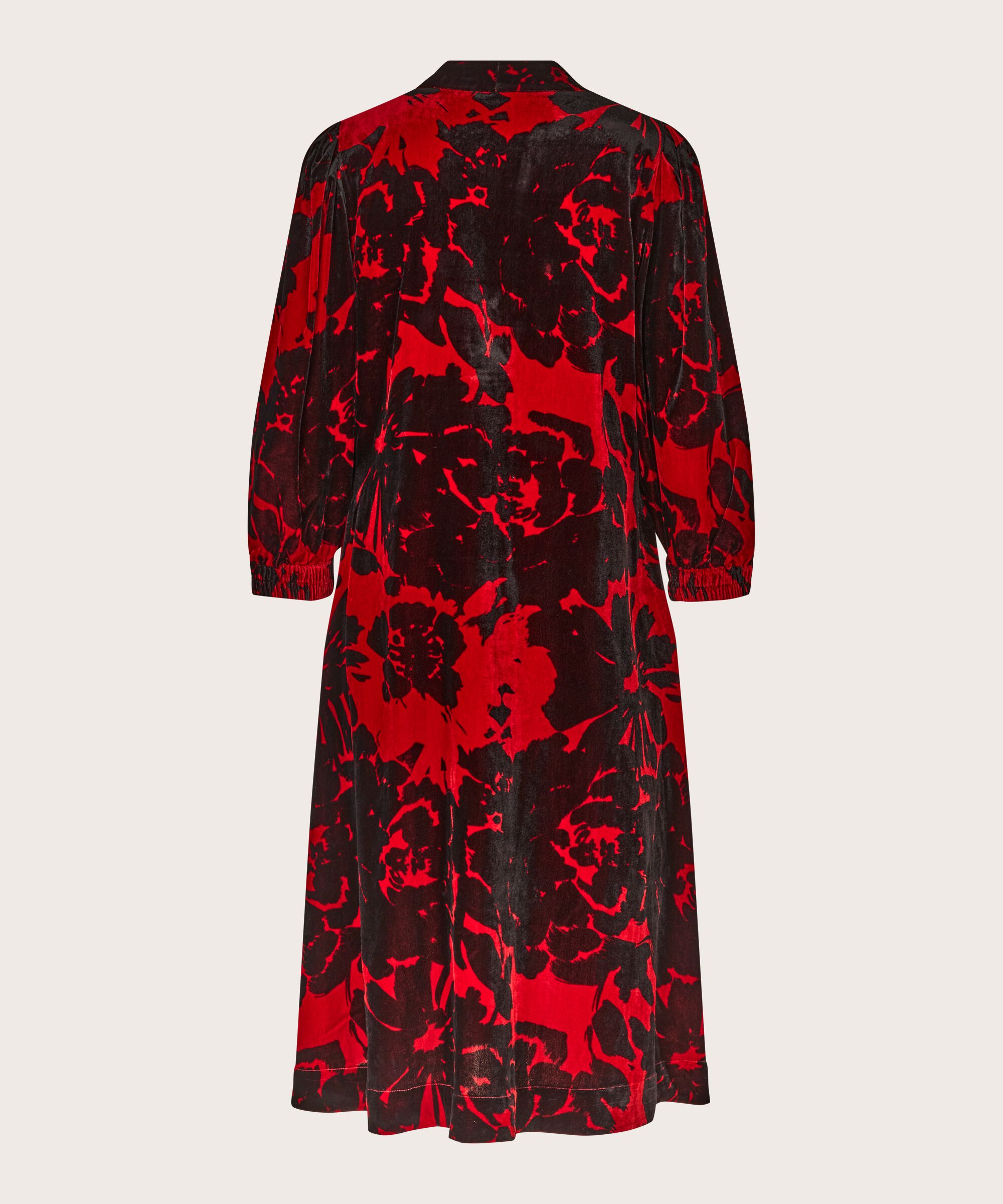 robe en velours fleuri avec col en V, Scarlet Sage