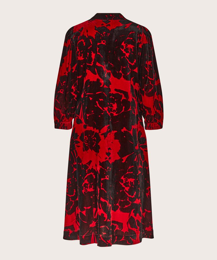 robe en velours fleuri avec col en V, Scarlet Sage