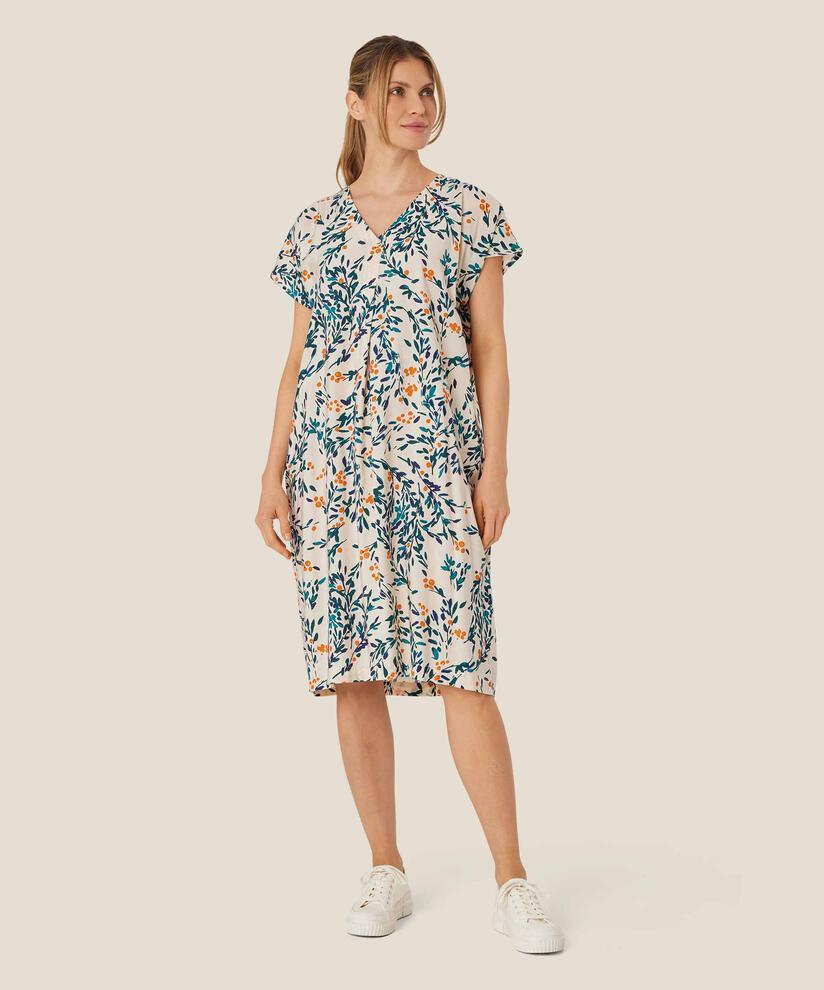 robe en viscose imprimée avec col en V, Russ Orange