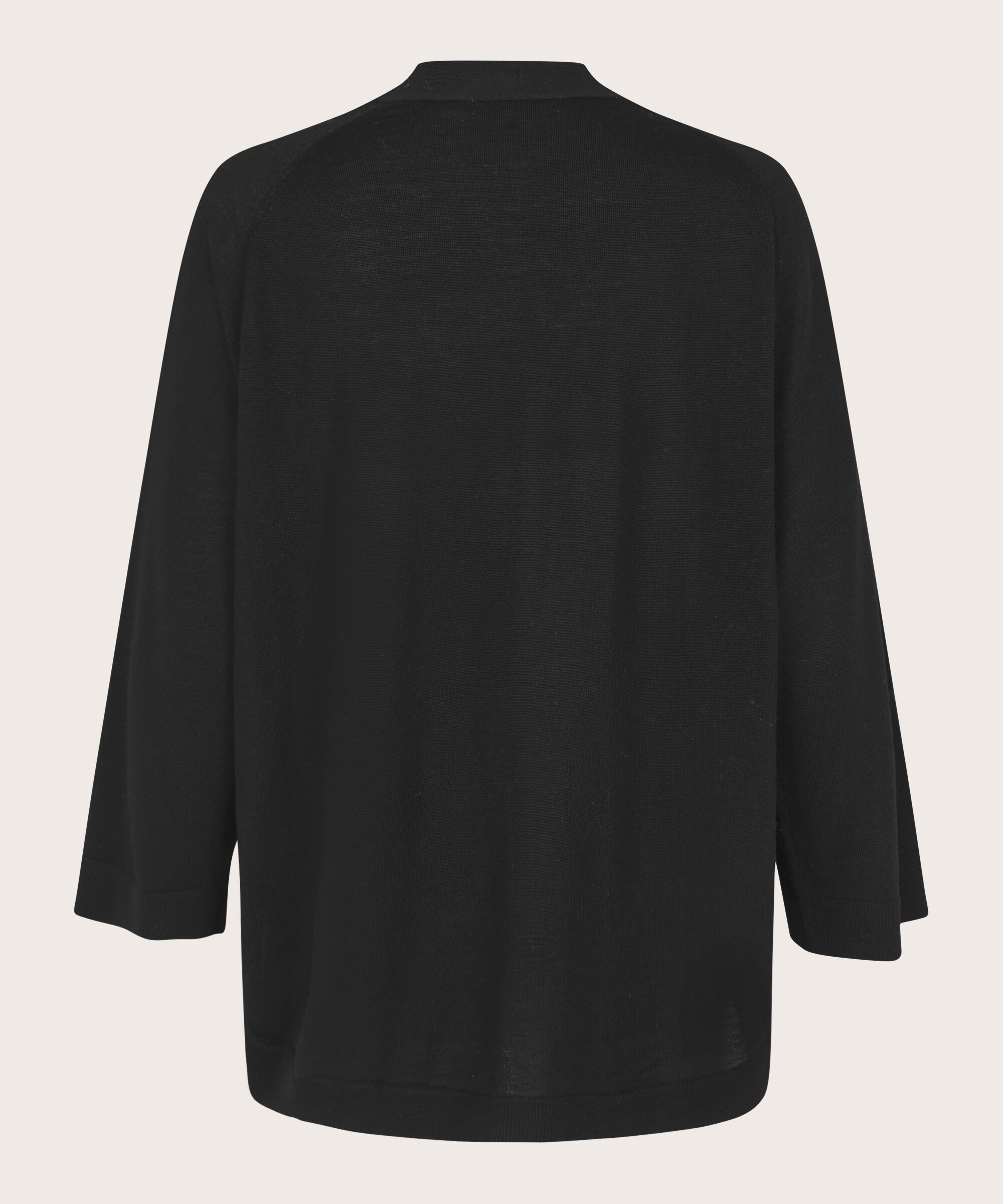 pull tricoté en laine avec col en v, Black