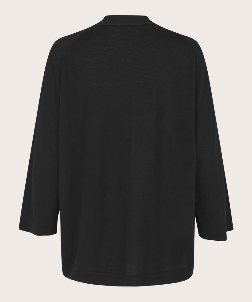 pull tricoté en laine avec col en v, Black