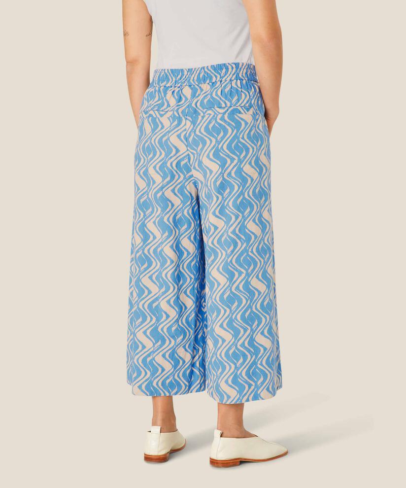 pantalon en coton imprimé à jambes larges, Blue Bonnet