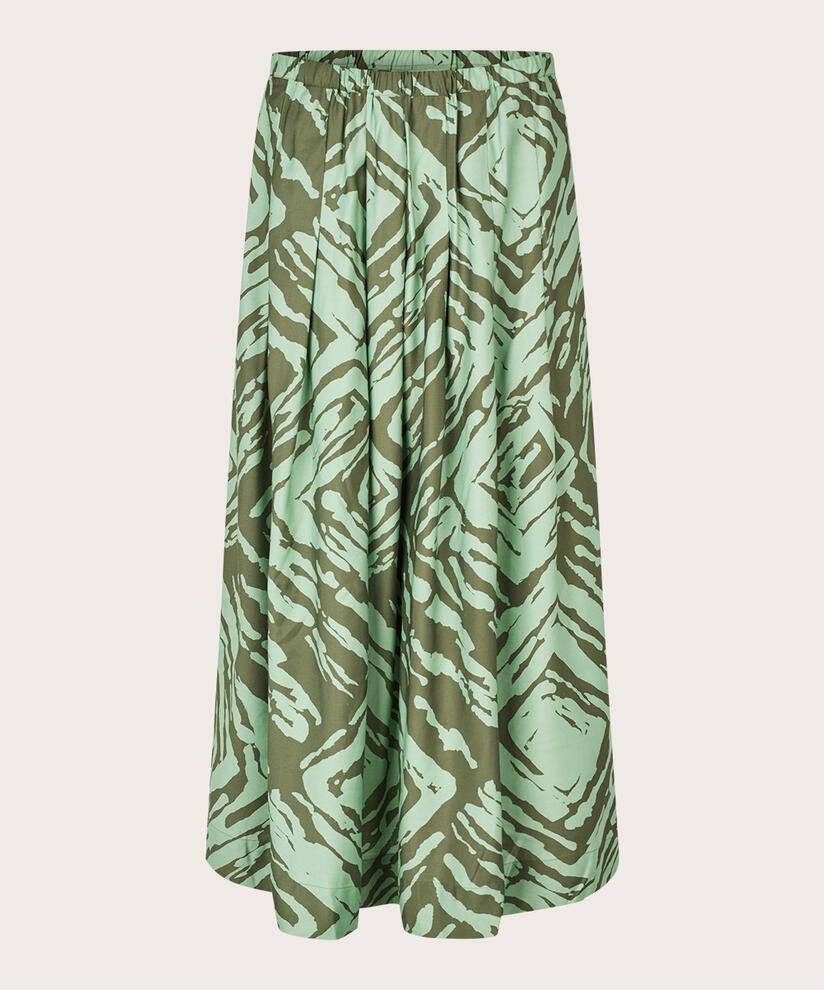 jupe en viscose imprimée avec élastique à la taille, D. Lichen Green