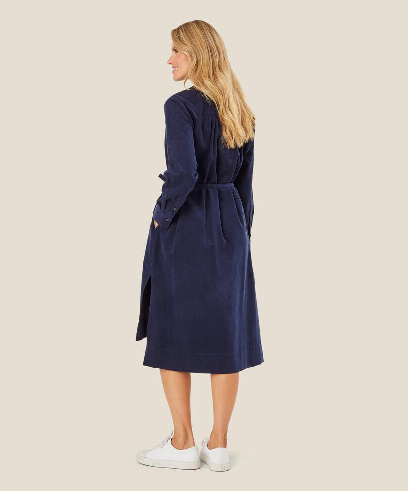 robe chemise en velours à fentes hautes, Maritime Blue