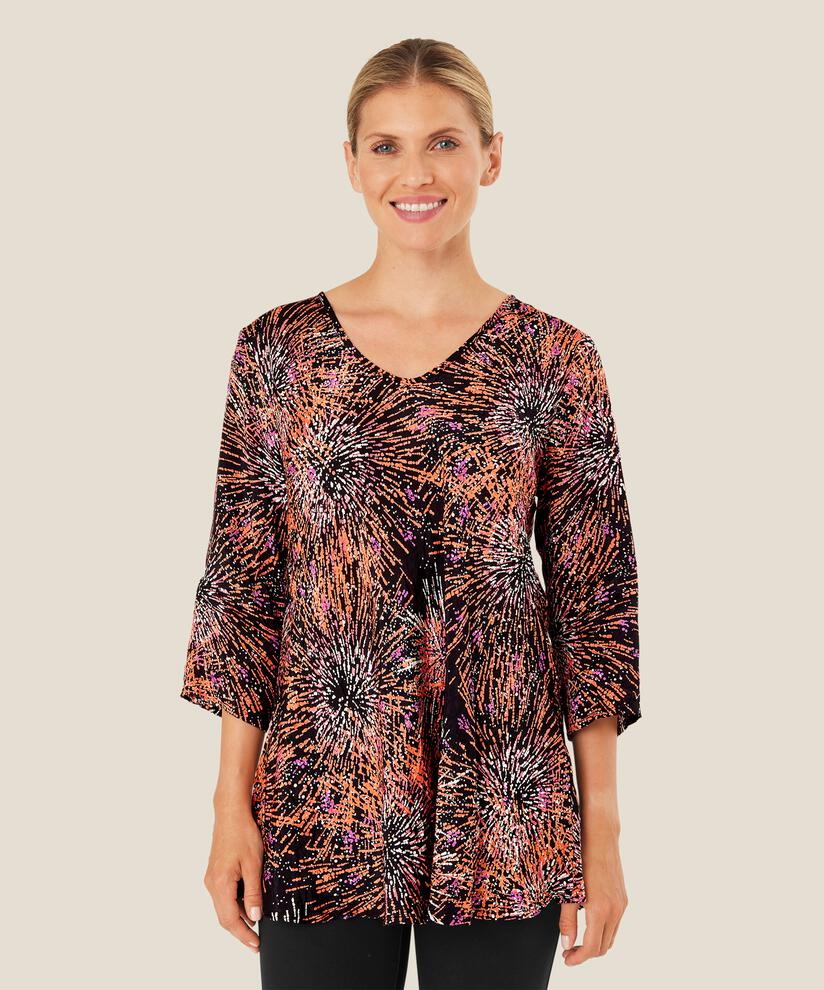 blouse en viscose à col v et manches 3/4, Picante