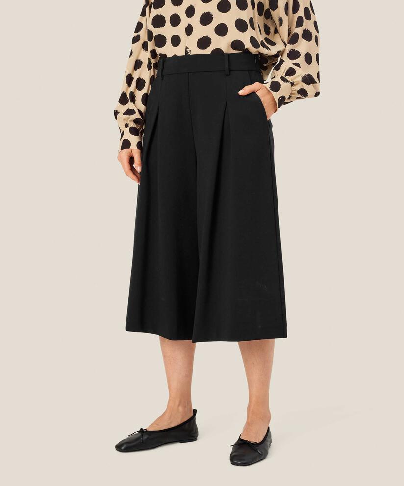 Pantalon En Jersey Avec Plis Sur Le Devant Et Zip Caché Sur Le Côté, Black