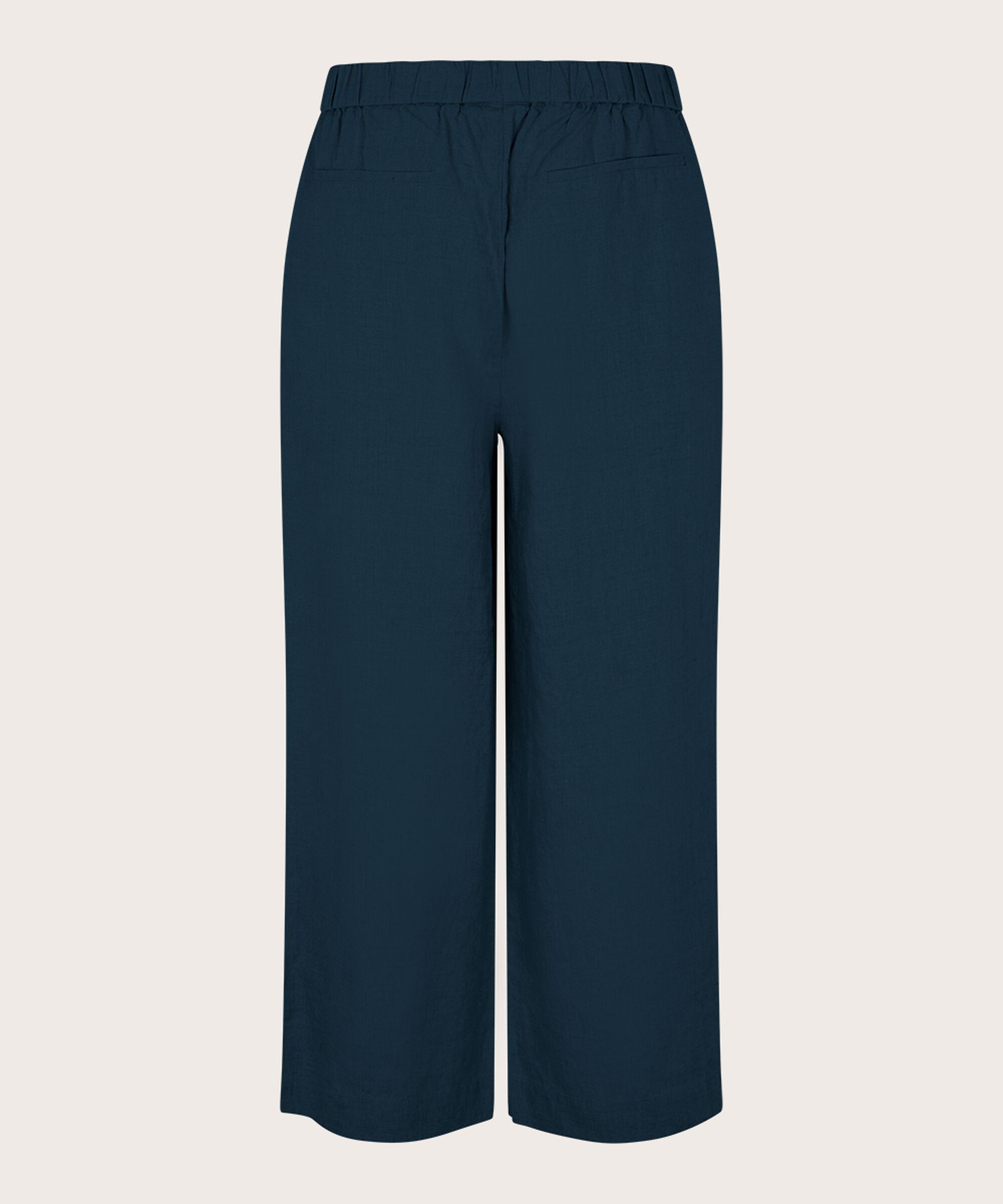 pantalon en lin à jambes larges et taille élastique, Navy