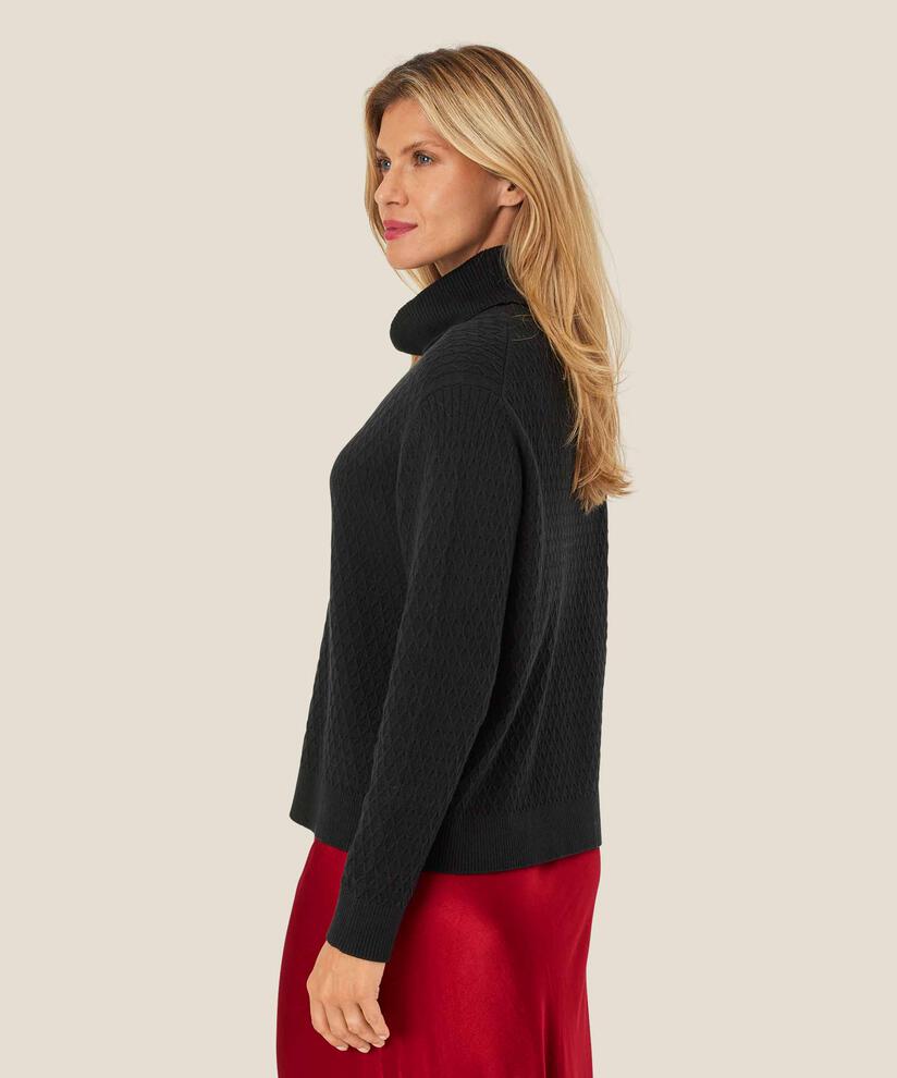 pull en maille à col roulé et motif arlequin, Black