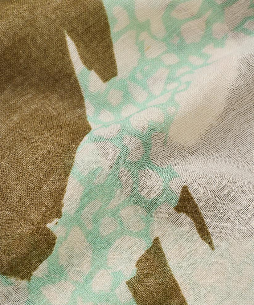 écharpe imprimée en mélange de coton, Frosty Green